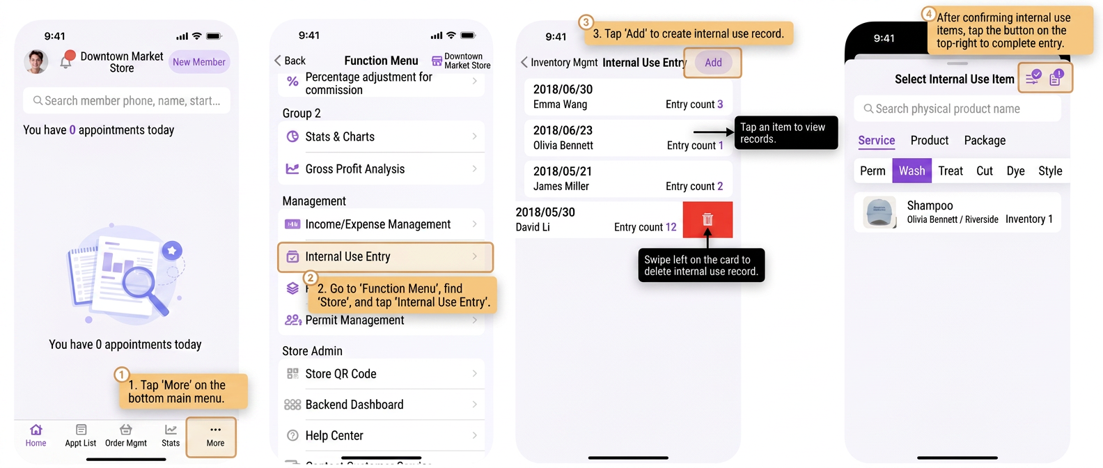 [POS] How do I create a shared-usage record for supplies used?