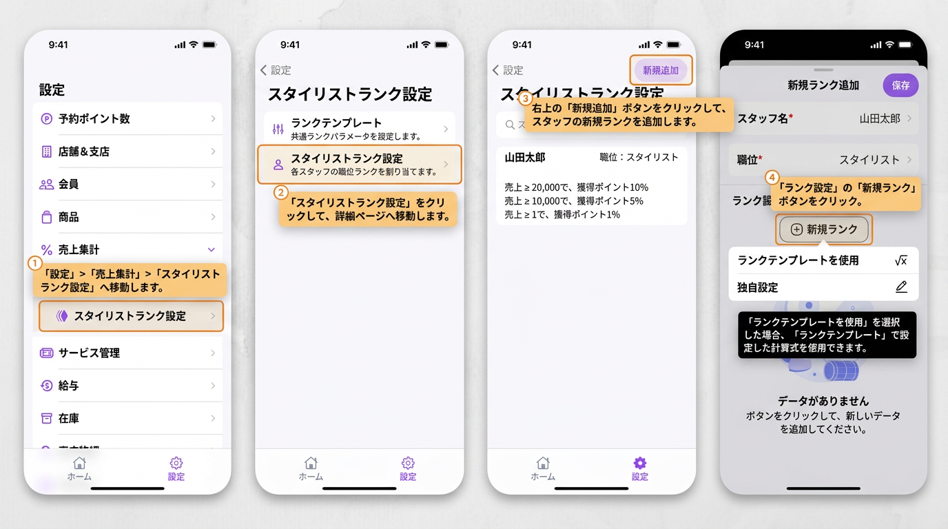 【BOSS】スタッフ個別の実績段階を設定するにはどうすればよいですか