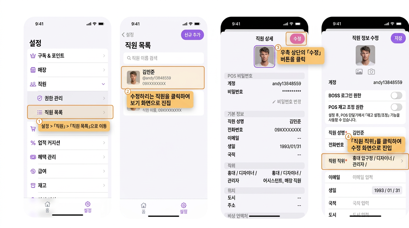 【BOSS】직원의 직급은 어떻게 추가하고 수정하나요