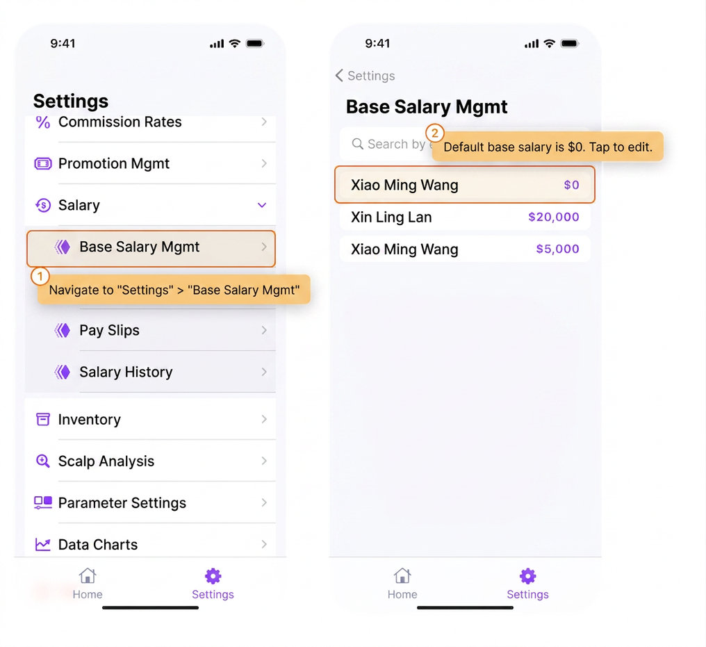 [BOSS] How do I set the base salary for each staff member