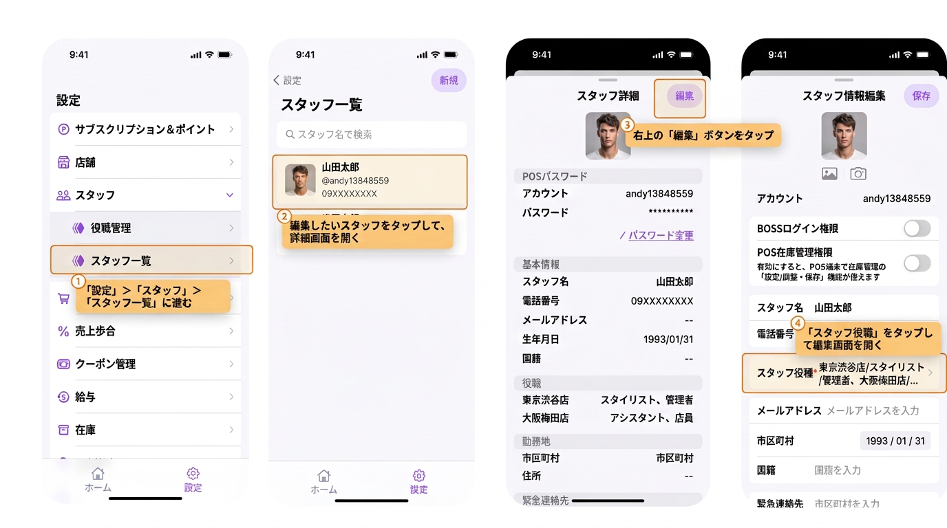 【BOSS】スタッフの役職を新規追加・編集するにはどうすればよいですか