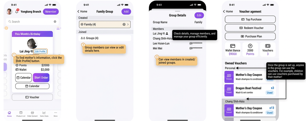 [POS] Group feature: when a customer wants to use someone else's session pass