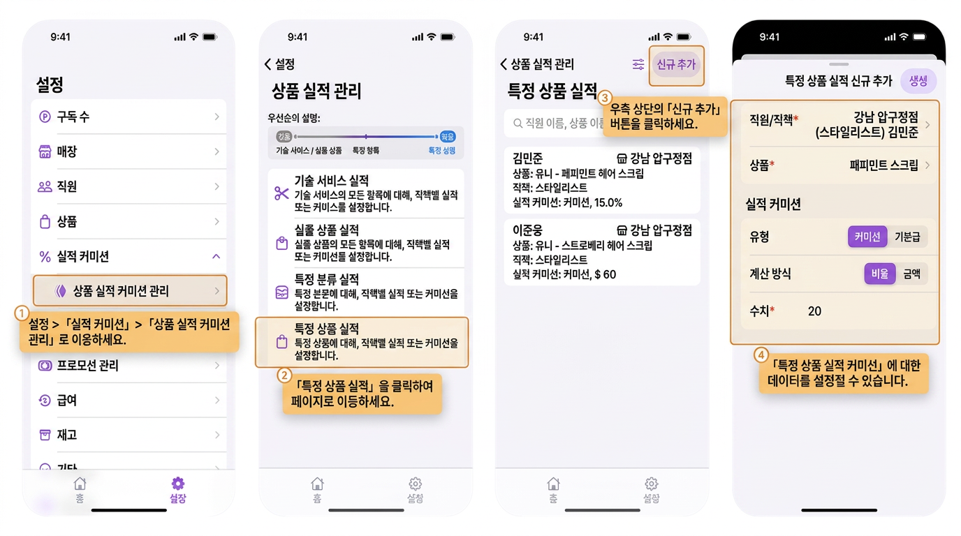【BOSS】특정 상품에 대한 직원 실적 커미션은 어떻게 설정하나요
