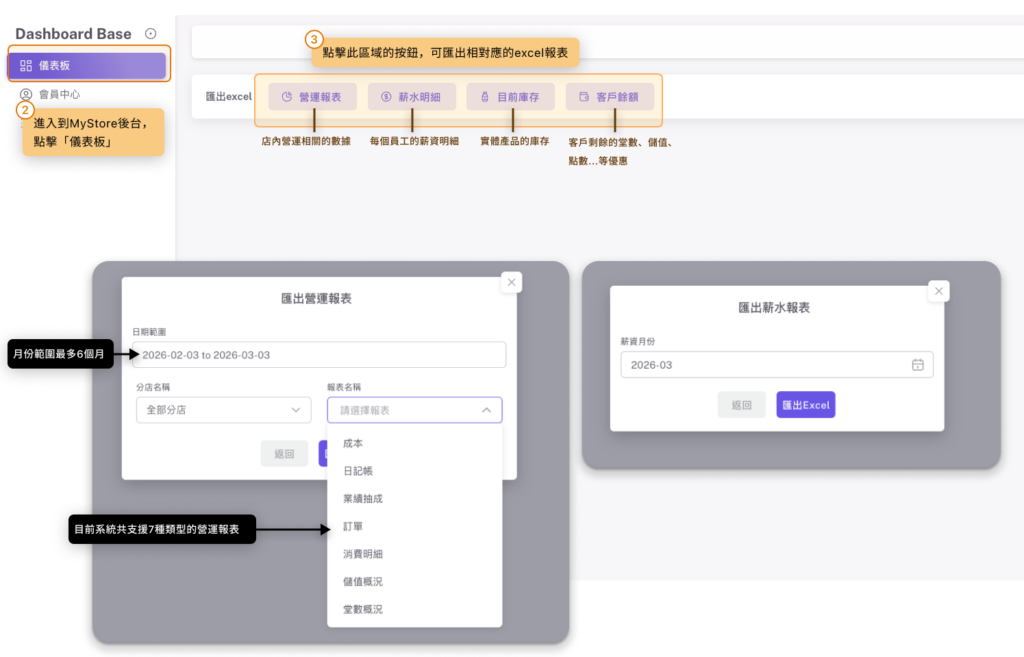 eHairPOS 美髮 POS 系統|【MyStore後台】想要營運相關的數據明細,請問該去哪裡匯出excel的資料 【MyStore後台】想要營運相關的數據明細,請問該去哪裡匯出excel的資料